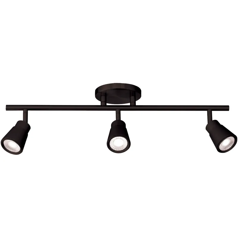 Solo 3 Light 120 Black Fixed Rail Ceiling Light, WAC Limited