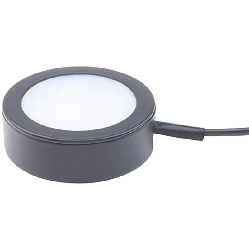 Line Voltage Puck Light LED Black Button Light, WAC Limited