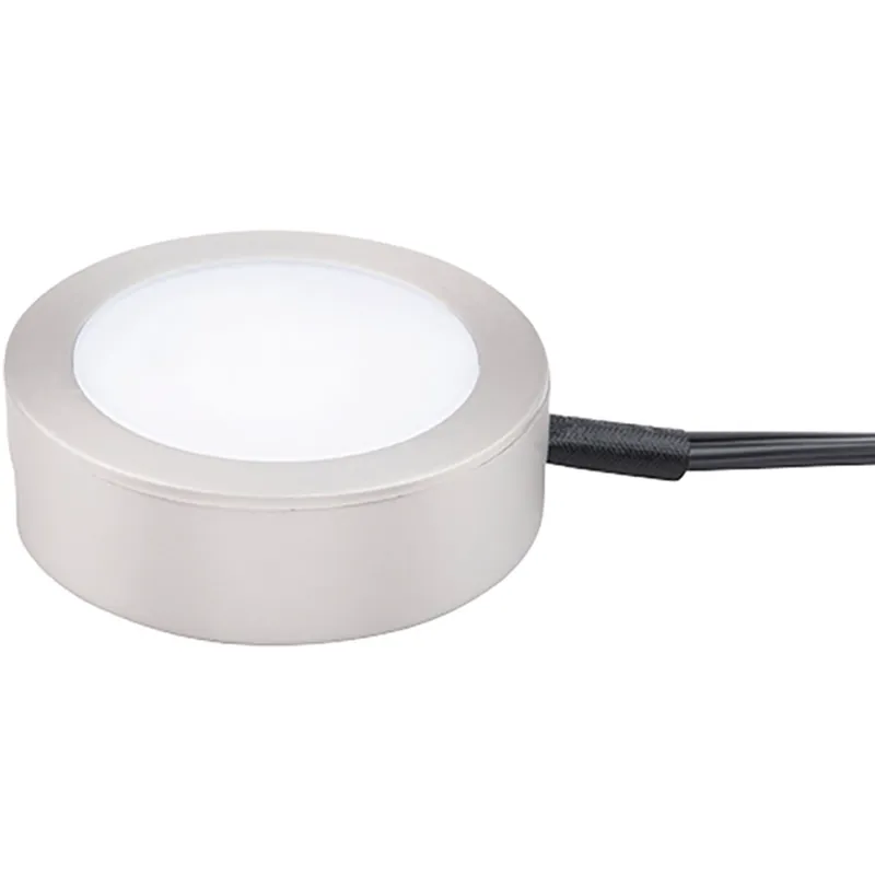 Line Voltage Puck Light LED Brushed Nickel Button Light, WAC Limited
