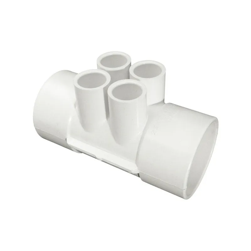 Waterway 672-4430B Manifold for Pool Plumbing, 2 Inches SKT x Four Port 0.5 Inches Slip