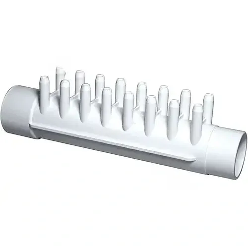 Waterway Plastics 672-0420 Manifold 1.5 in Spigot x 1.5 in Skt x Sixteen 3/8 in Barb Ports (16 Ports) 672-0420B