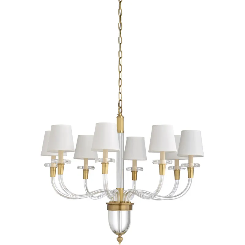 Wildwood 8 Light 30 inch Clear/Brass Chandelier Ceiling Light, Large