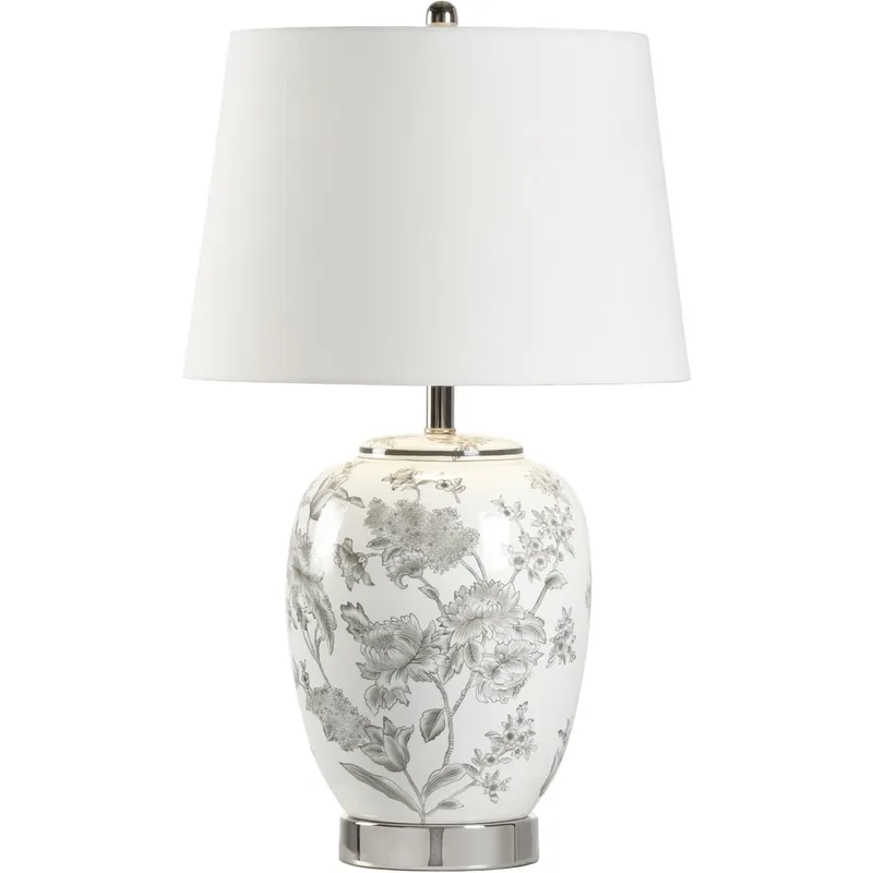 MarketPlace 29 inch 100 watt White/Gray Glaze Table Lamp Portable Light