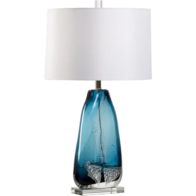 Wildwood 31 inch 100 watt Ocean/Silver Leaf Table Lamp Portable Light