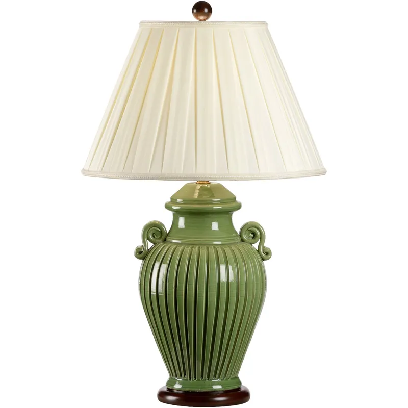 Wildwood 30 inch 100 watt Green Glaze/Dark Mahogany Table Lamp Portable Light
