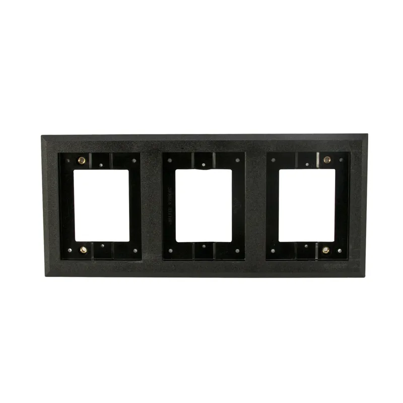 Cover Plate Flange, Square, 3-Gang, Black, Non-Metallic