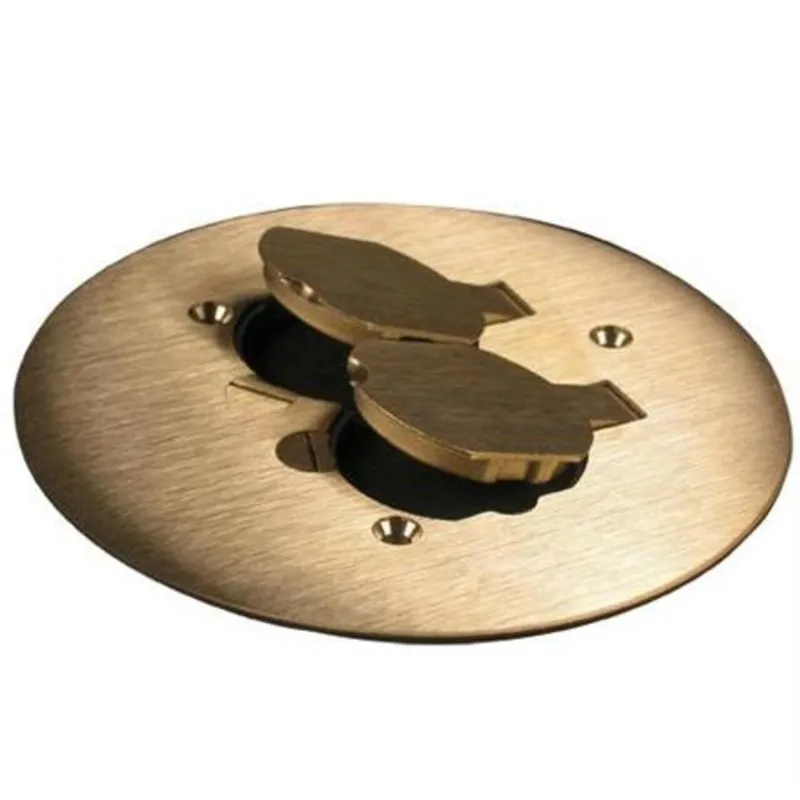 Round Duplex Receptacle Cover, 5-1/2" Diameter, Brass