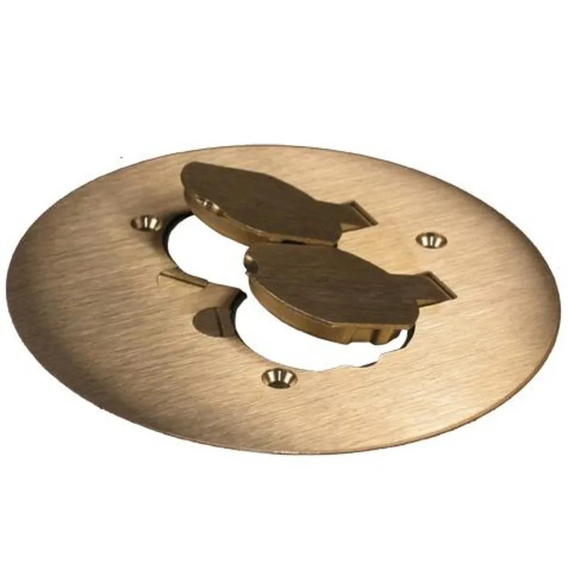 Round Duplex Receptacle Cover, 4-1/4" Diameter, Brass
