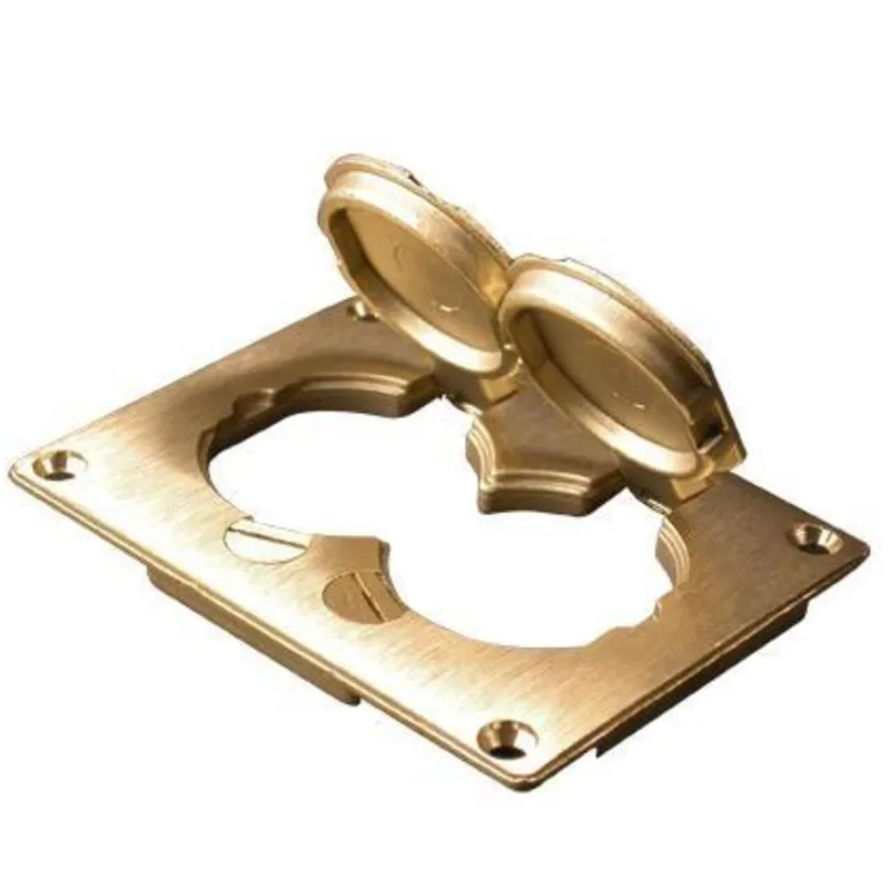 Floor Box Cover, 1-Gang, Duplex Receptacle, Brass