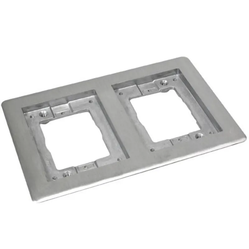 Cover Plate Flange, Square, 2-Gang, Aluminum
