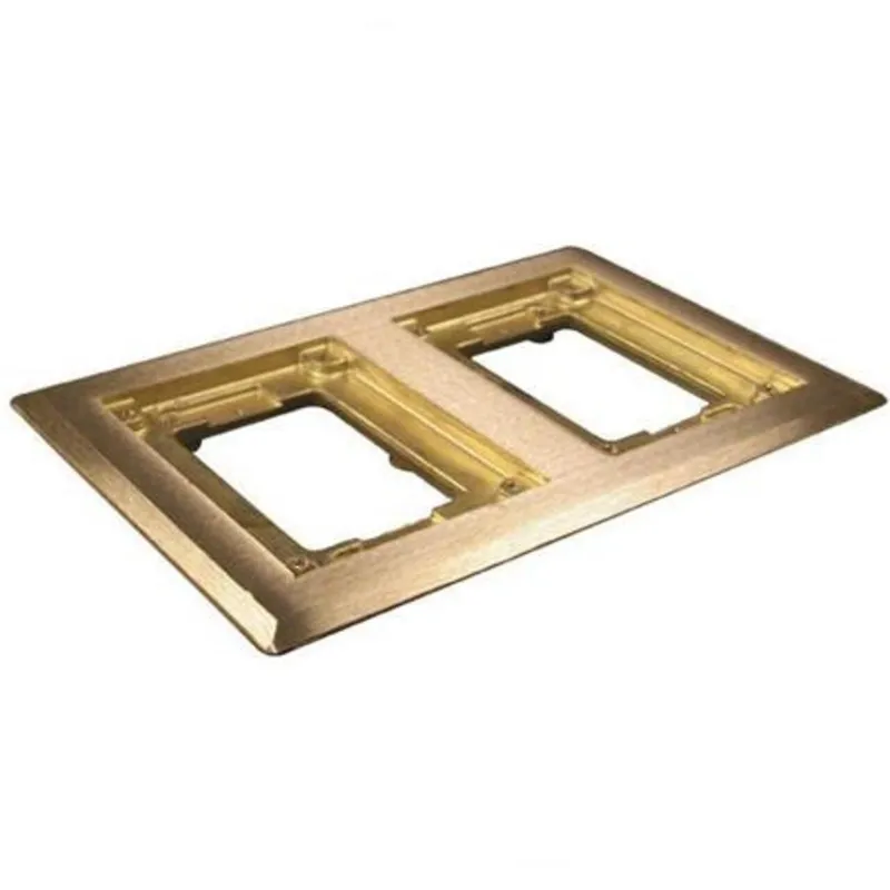 Cover Plate Flange, Square, 2-Gang, Brass