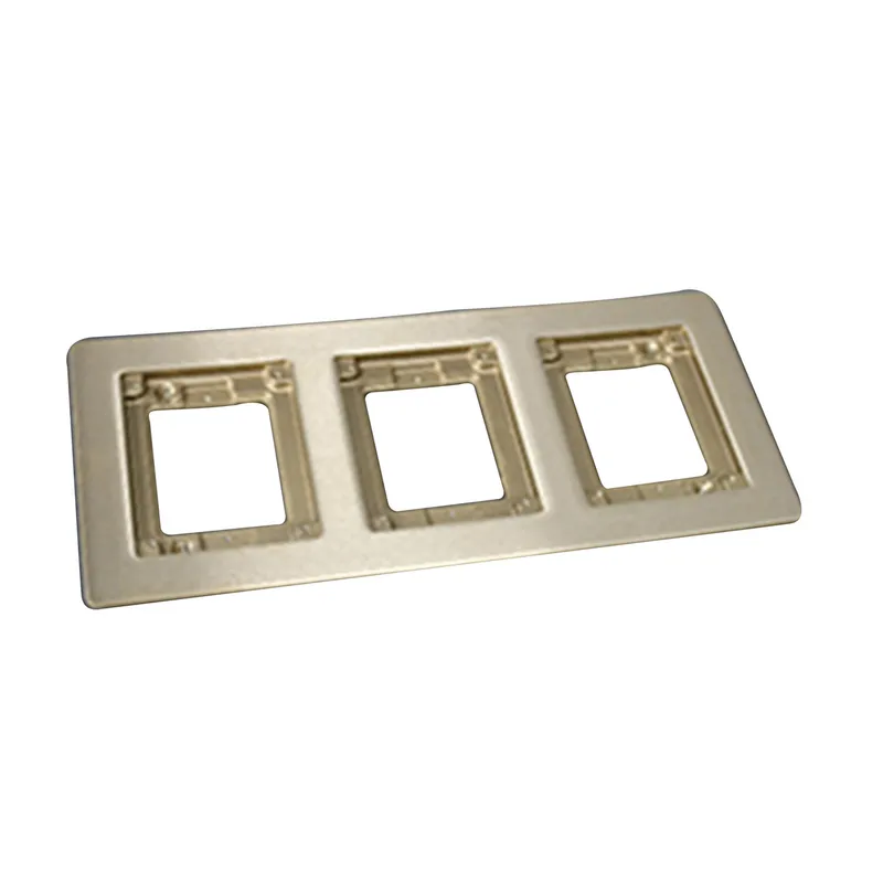 Cover Plate Flange, Square, 3-Gang, Brass