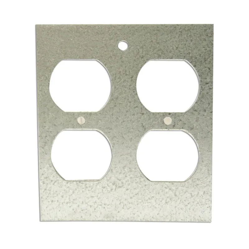 Panel Device Plate, 2-Gang, Device Type: Duplex Receptacle,Metallic