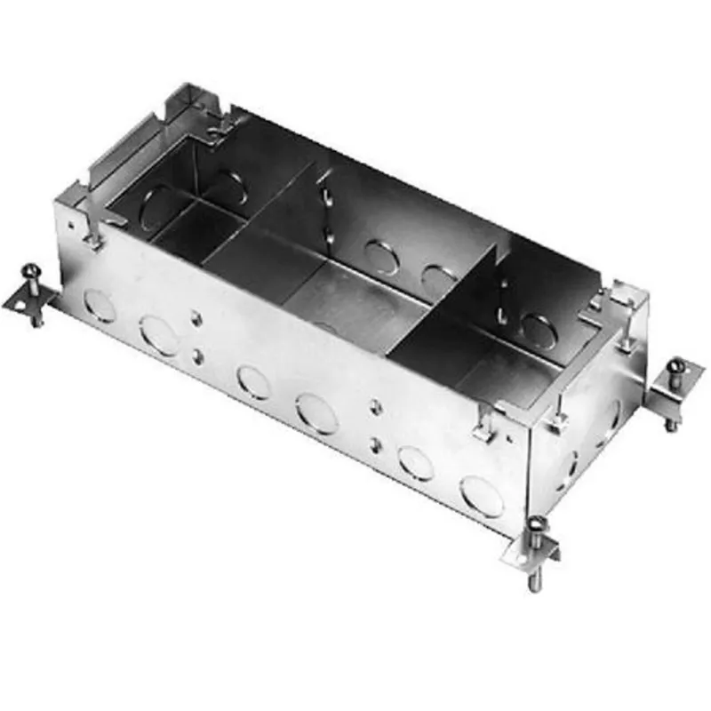 Rectangular Floor Box, 3-Gang, Depth: 3-15/32", Steel