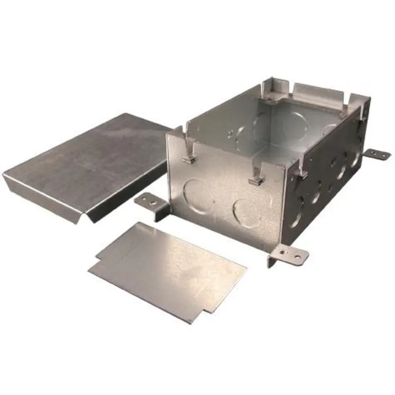 Rectangular Floor Box, 2-Gang, Depth: 3-15/32", Steel