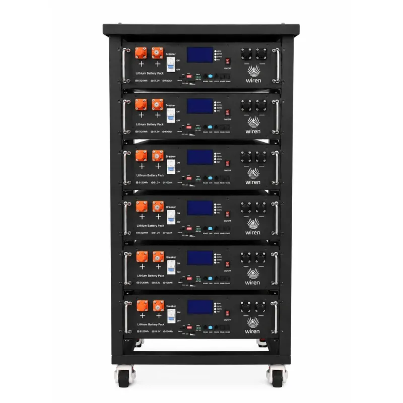 Wiren 48V 100Ah – Battery Kit – 6 Server Rack Batteries with Rack