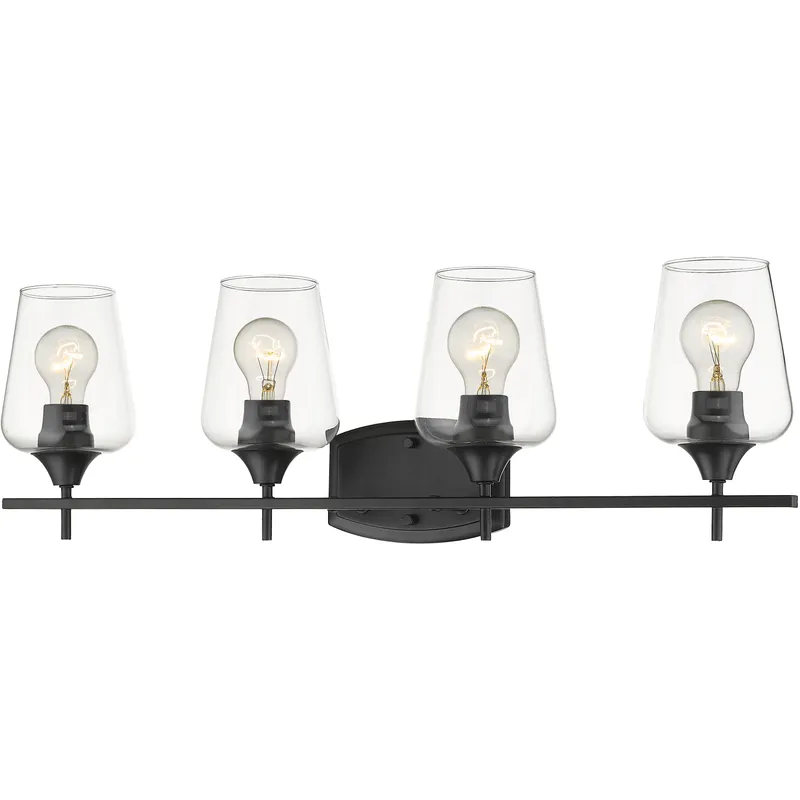 Joliet 4 Light 30 inch Matte Black Vanity Wall Light