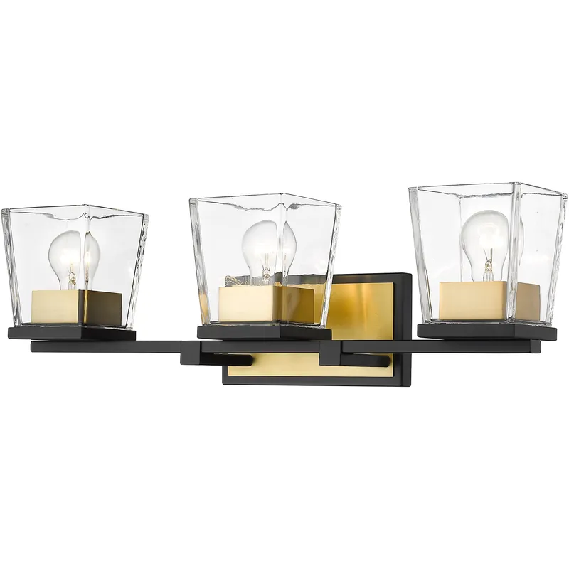 Bleeker Street 3 Light 25 inch Matte Black and Olde Brass Vanity Wall Light