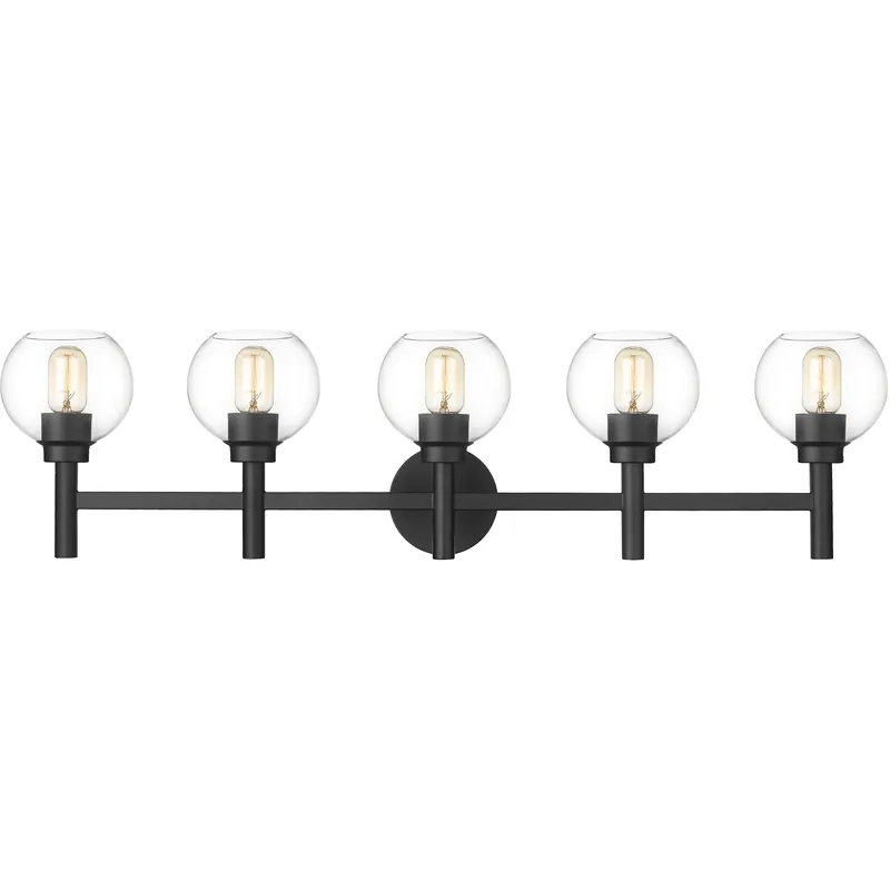Sutton 5 Light 39.5 inch Matte Black Vanity Wall Light