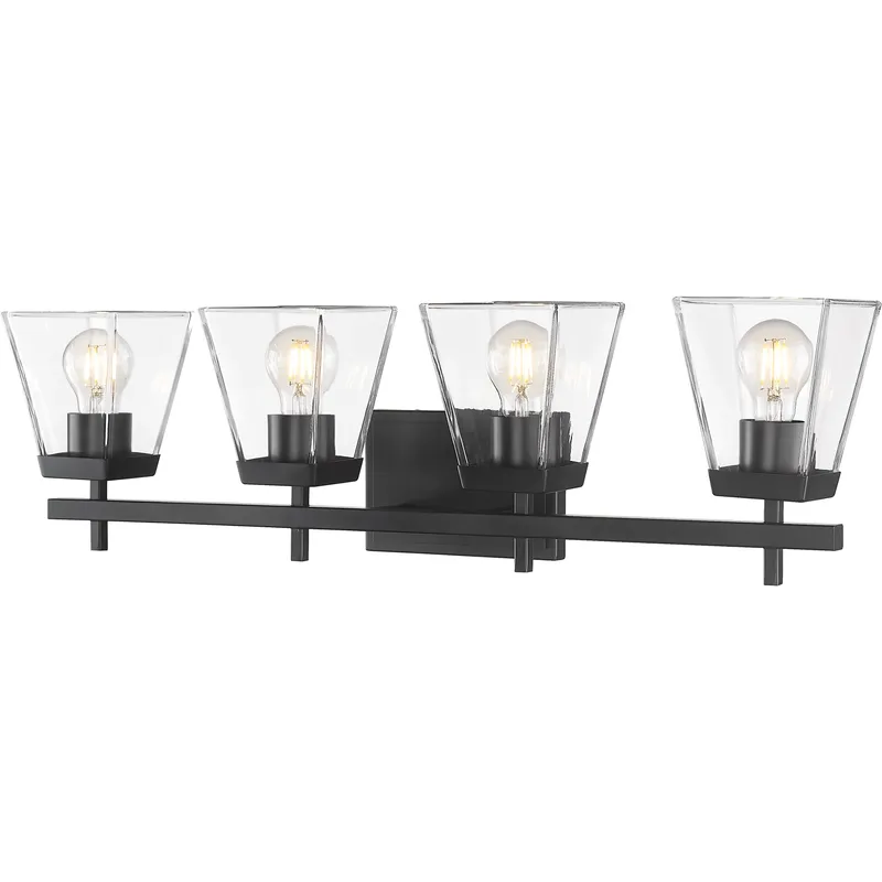 Lauren 4 Light 30.5 inch Matte Black Vanity Wall Light
