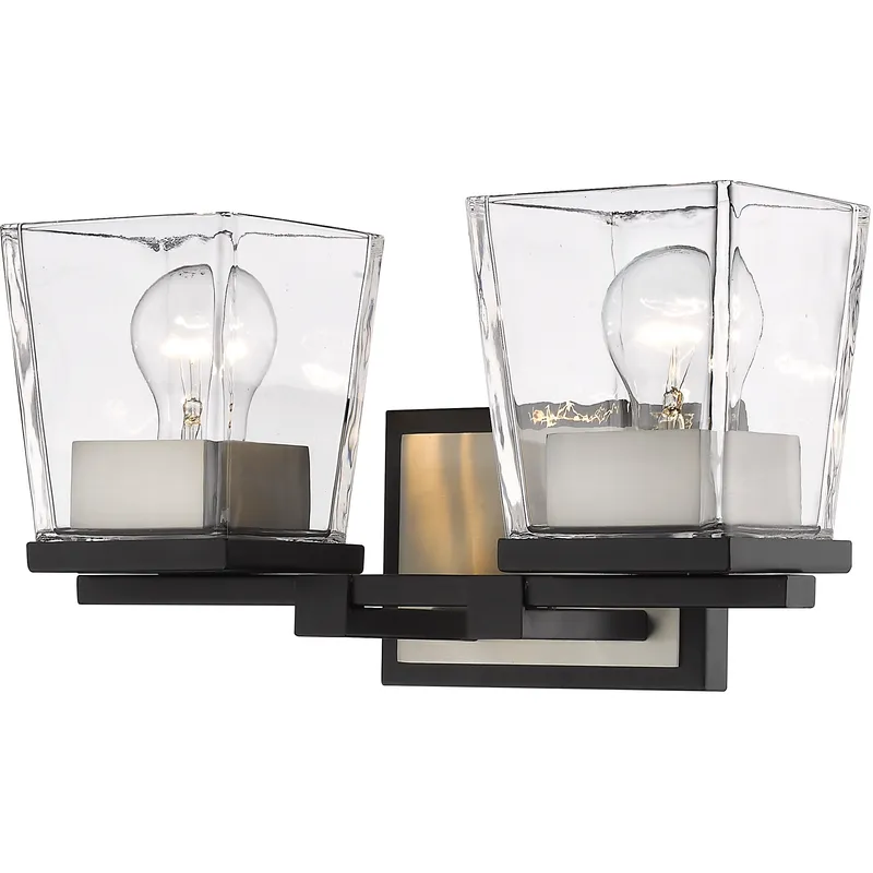 Bleeker Street 2 Light 14 inch Matte Black and Brushed Nickel Vanity Wall Light