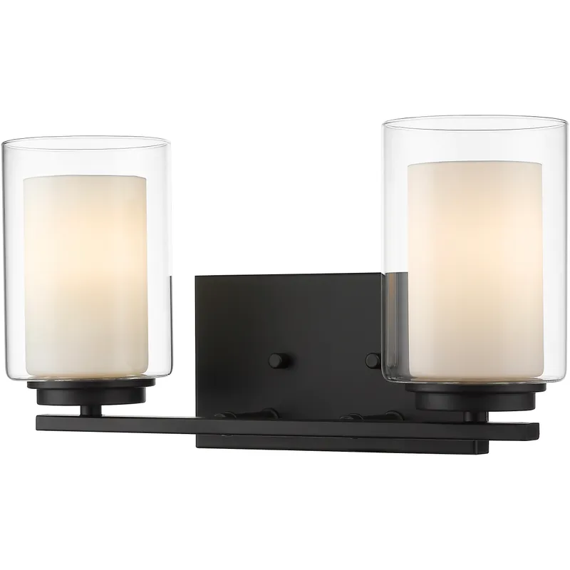 Willow 2 Light 15 inch Matte Black Vanity Wall Light
