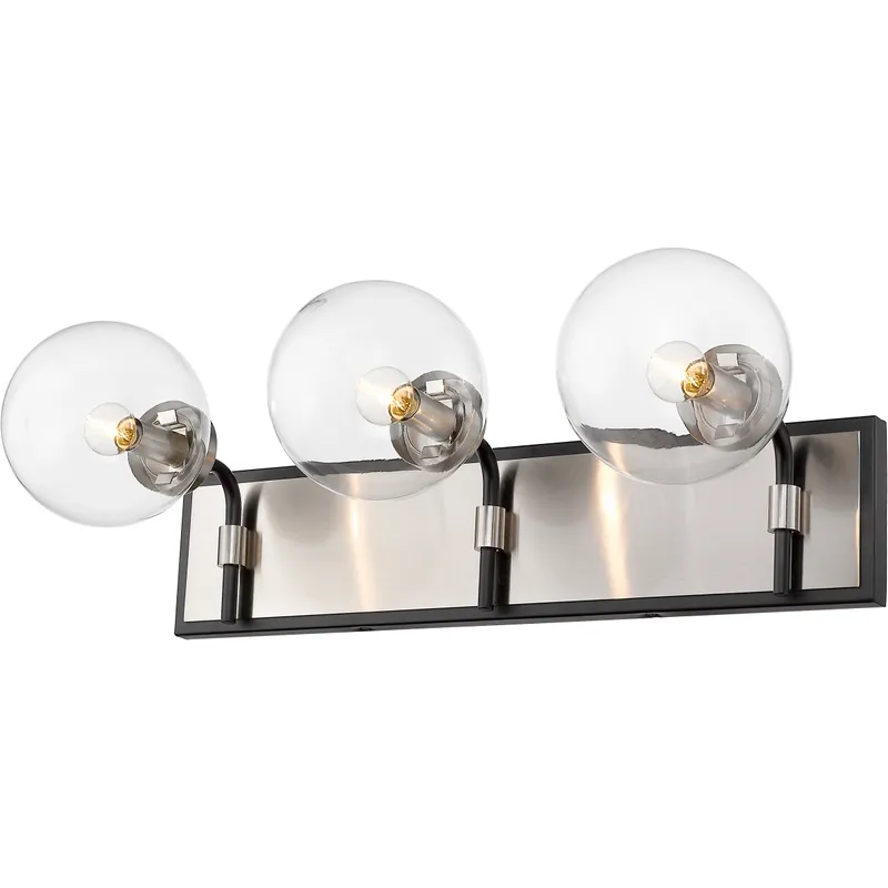 Parsons 3 Light 24 inch Matte Black and Brushed Nickel Vanity Wall Light
