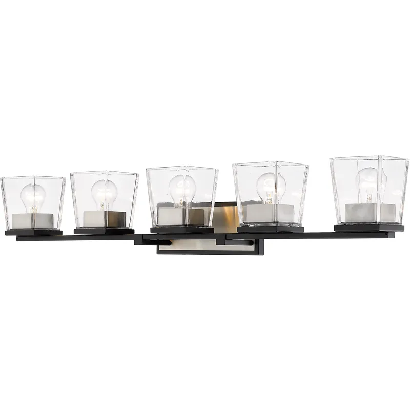 Bleeker Street 5 Light 42.5 inch Matte Black and Brushed Nickel Vanity Wall Light