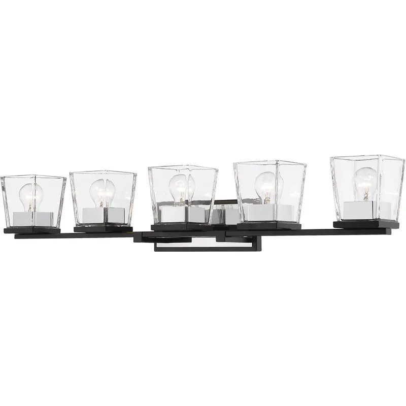 Bleeker Street 5 Light 42.5 inch Matte Black and Chrome Vanity Wall Light