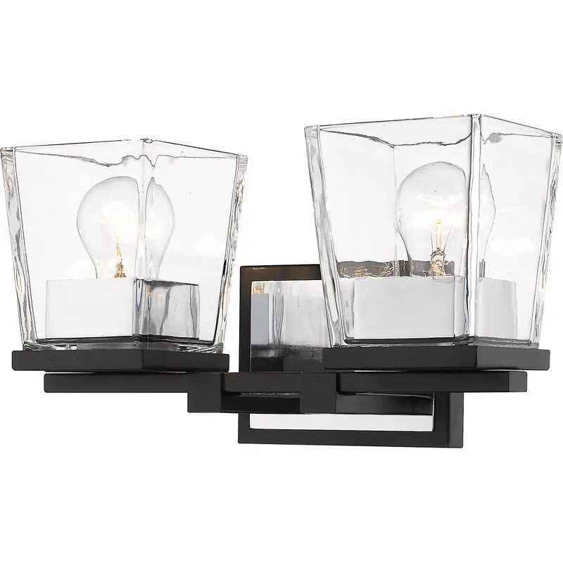 Bleeker Street 2 Light 14 inch Matte Black and Chrome Vanity Wall Light