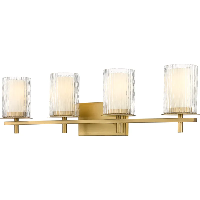 Grayson 4 Light 31 inch Modern Gold Vanity Wall Light