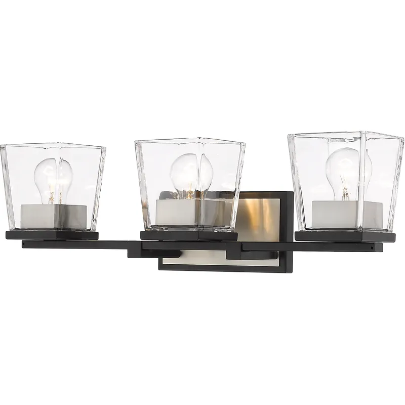 Bleeker Street 3 Light 25 inch Matte Black and Brushed Nickel Vanity Wall Light