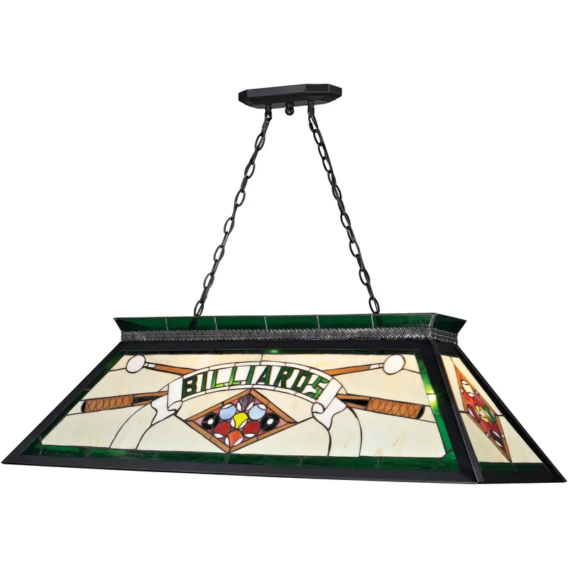Tiffany Billiard 4 Light 43.75 inch Matte Black Billiard Ceiling Light