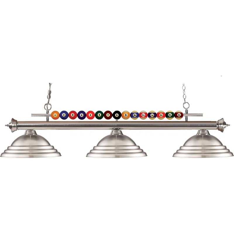 Shark 3 Light 60 inch Brushed Nickel Billiard Ceiling Light in Stepped Brushed Nickel