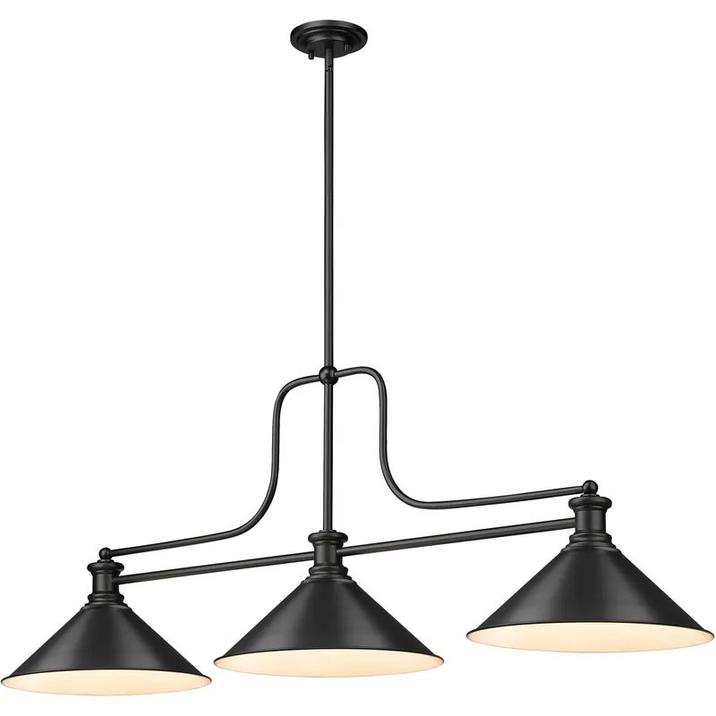 Melange 3 Light 52 inch Matte Black Billiard Ceiling Light