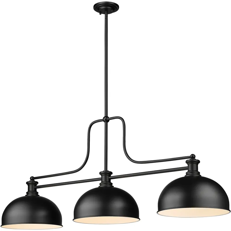 Melange 3 Light 52 inch Brushed Nickel Billiard Ceiling Light in Matte Black