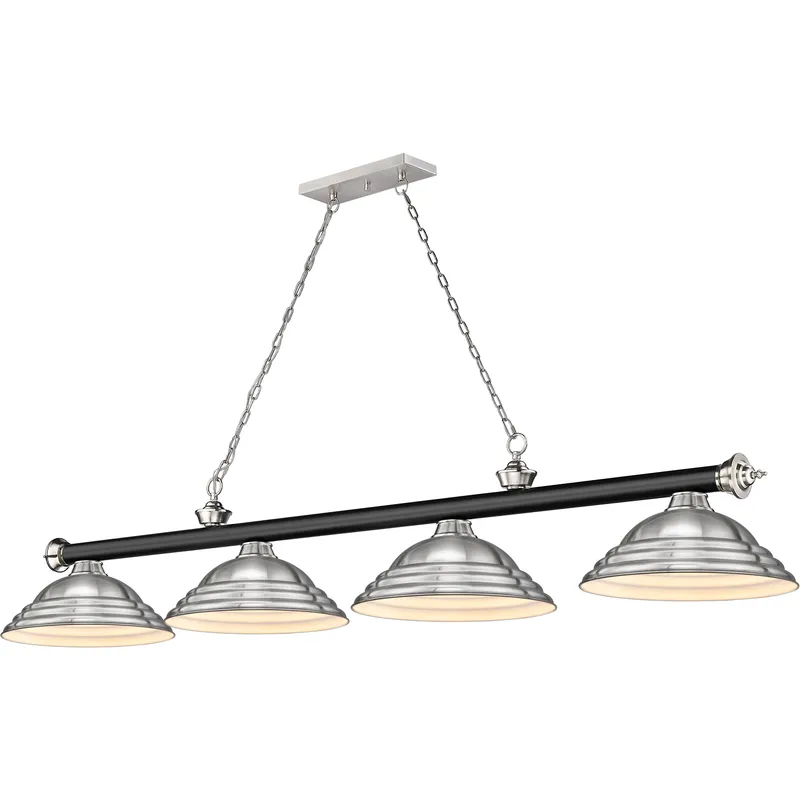 Cordon 4 Light 81.75 inch Matte Black and Brushed Nickel Billiard Ceiling Light in Brushed Nickel Steel