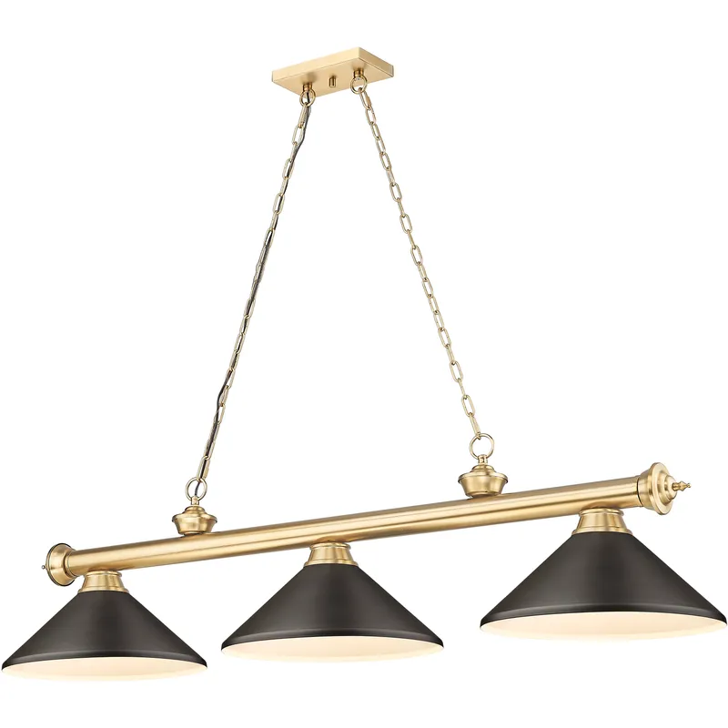 Cordon 3 Light 58 inch Heritage Brass Billiard Ceiling Light in Bronze Metal