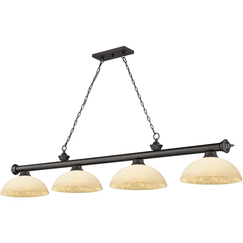 Cordon 4 Light 81.25 inch Bronze Billiard Ceiling Light in Golden Mottle Glass