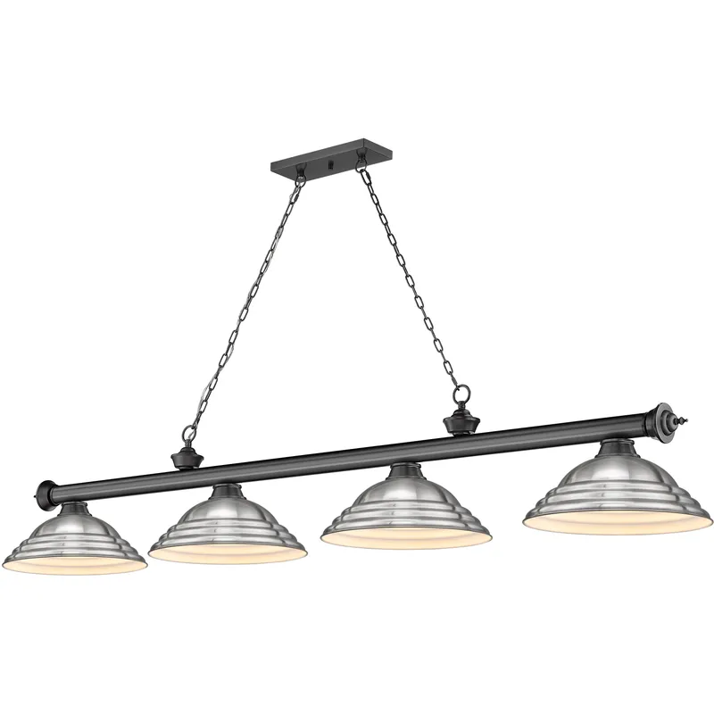 Cordon 4 Light 81.75 inch Bronze Plate Billiard Ceiling Light in Brushed Nickel Steel