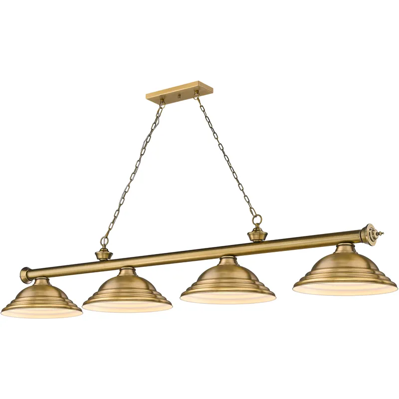 Cordon 4 Light 81.75 inch Rubbed Brass Billiard Ceiling Light in Rubbed Brass Metal