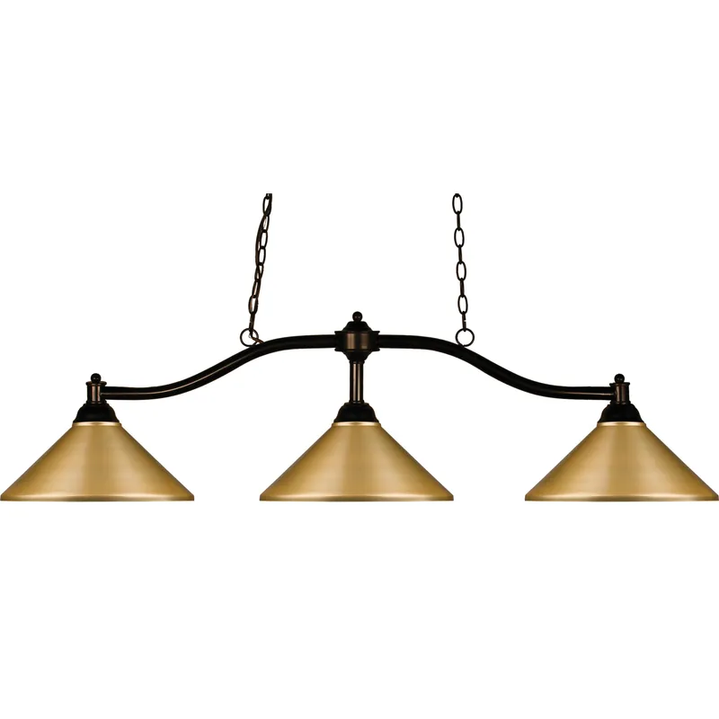 Chance 3 Light 50 inch Bronze Billiard Ceiling Light in Satin Gold Steel