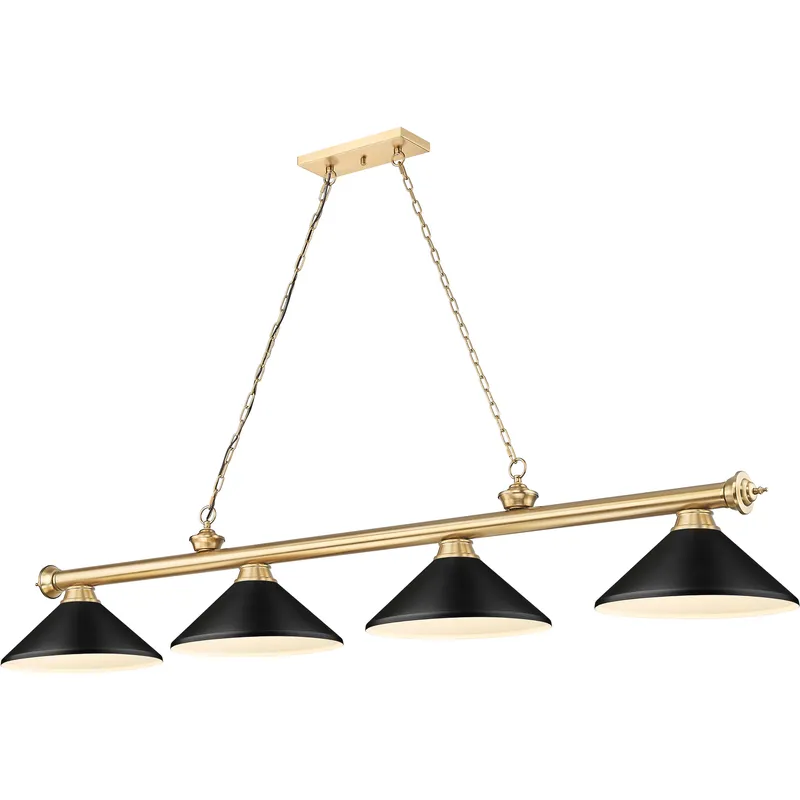 Cordon 4 Light 81.75 inch Heritage Brass Billiard Ceiling Light in Matte Black