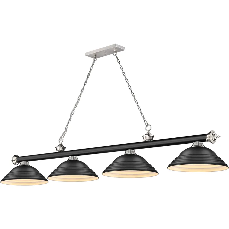 Cordon 4 Light 81.75 inch Matte Black and Brushed Nickel Billiard Ceiling Light in Matte Black Steel