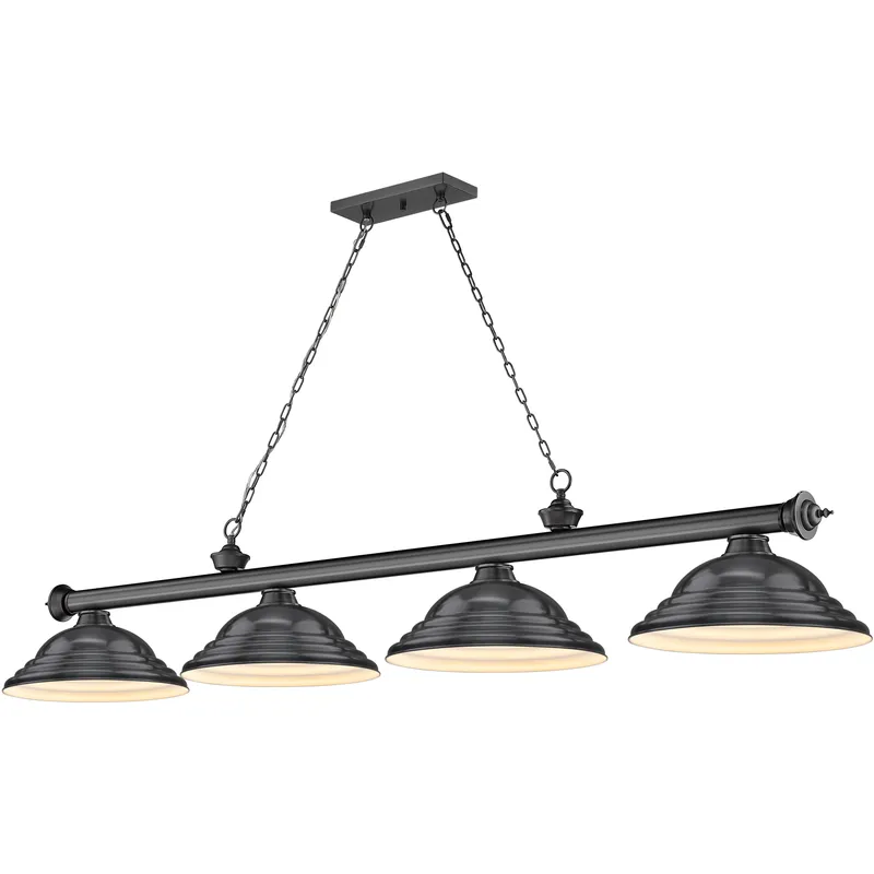 Cordon 4 Light 81.75 inch Bronze Plate Billiard Ceiling Light in Bronze Metal