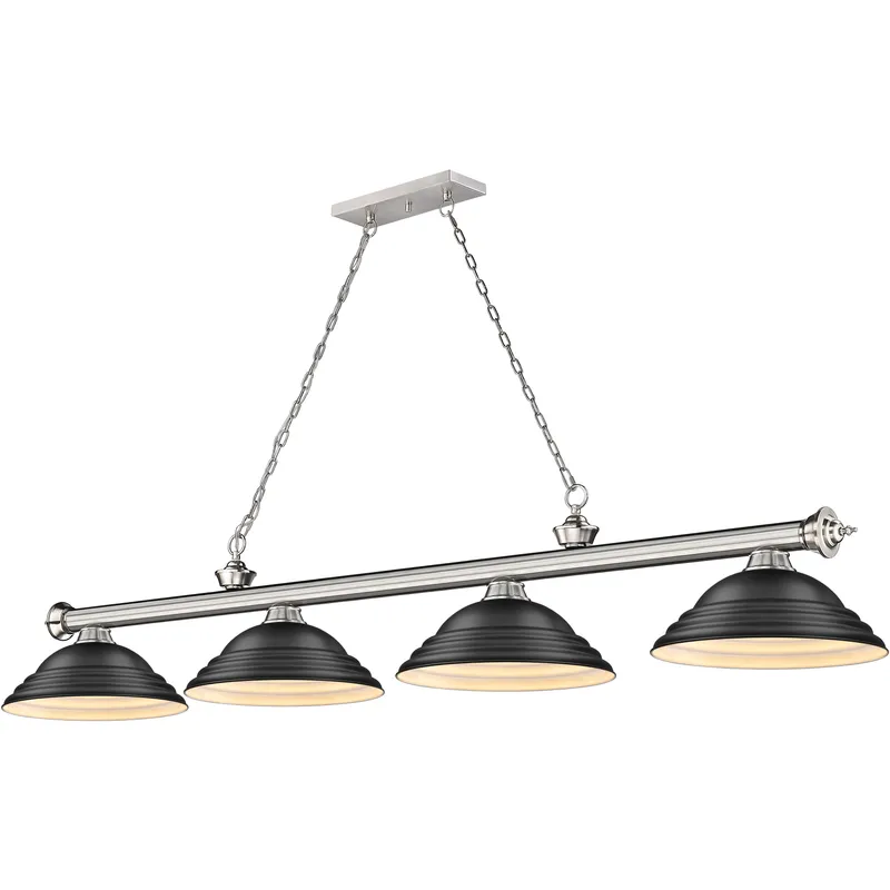 Cordon 4 Light 81.75 inch Brushed Nickel Billiard Ceiling Light in Matte Black Steel