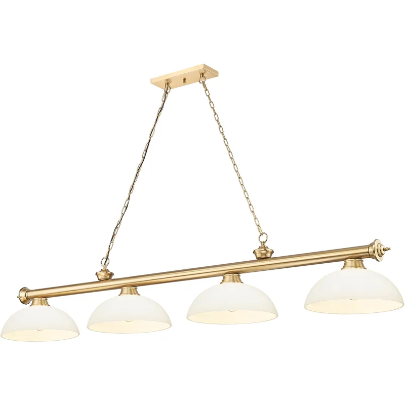 Cordon 4 Light 81.25 inch Heritage Brass Billiard Ceiling Light in Matte Opal Glass