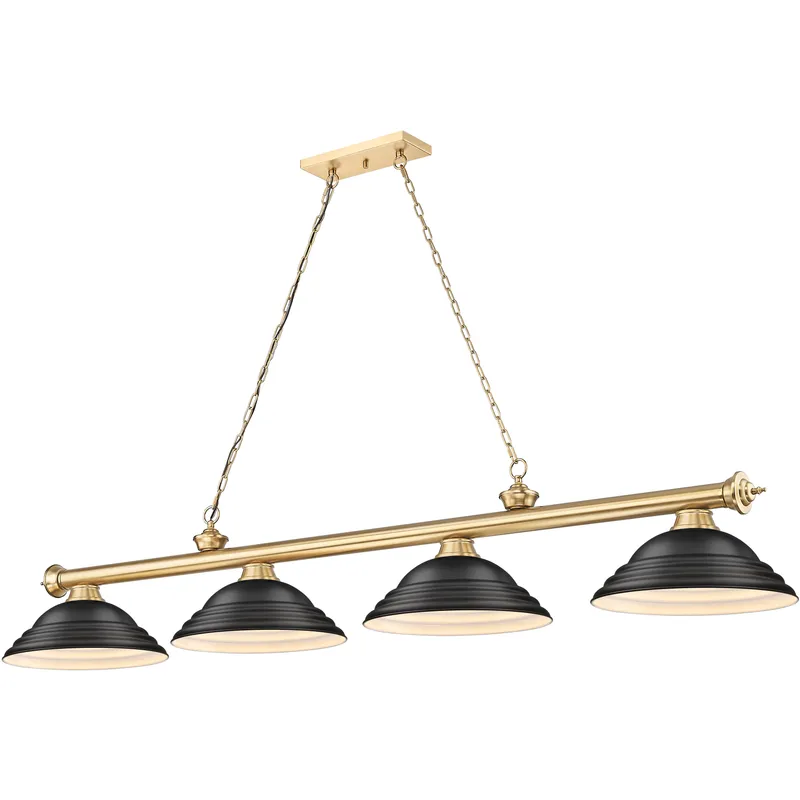 Cordon 4 Light 81.75 inch Heritage Brass Billiard Ceiling Light in Matte Black
