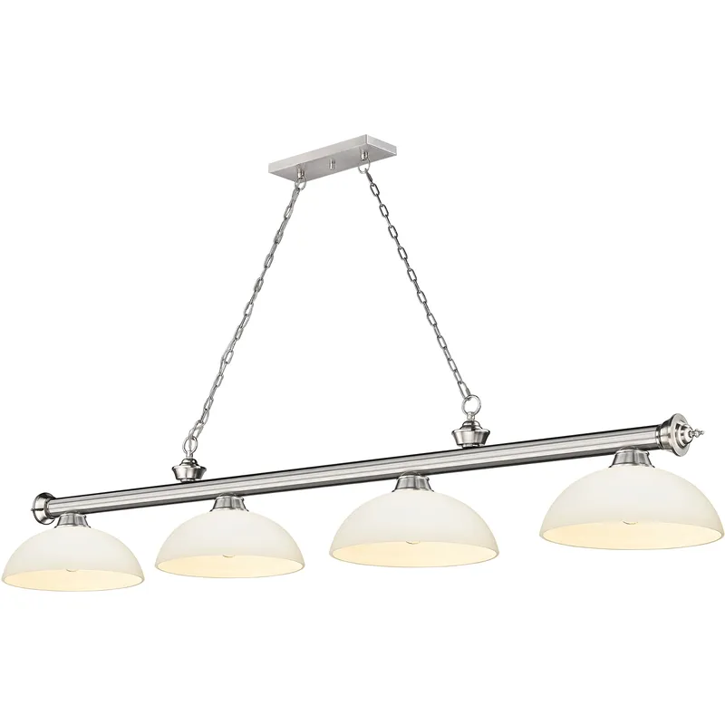 Cordon 4 Light 81.25 inch Brushed Nickel Billiard Ceiling Light in Matte Opal Glass