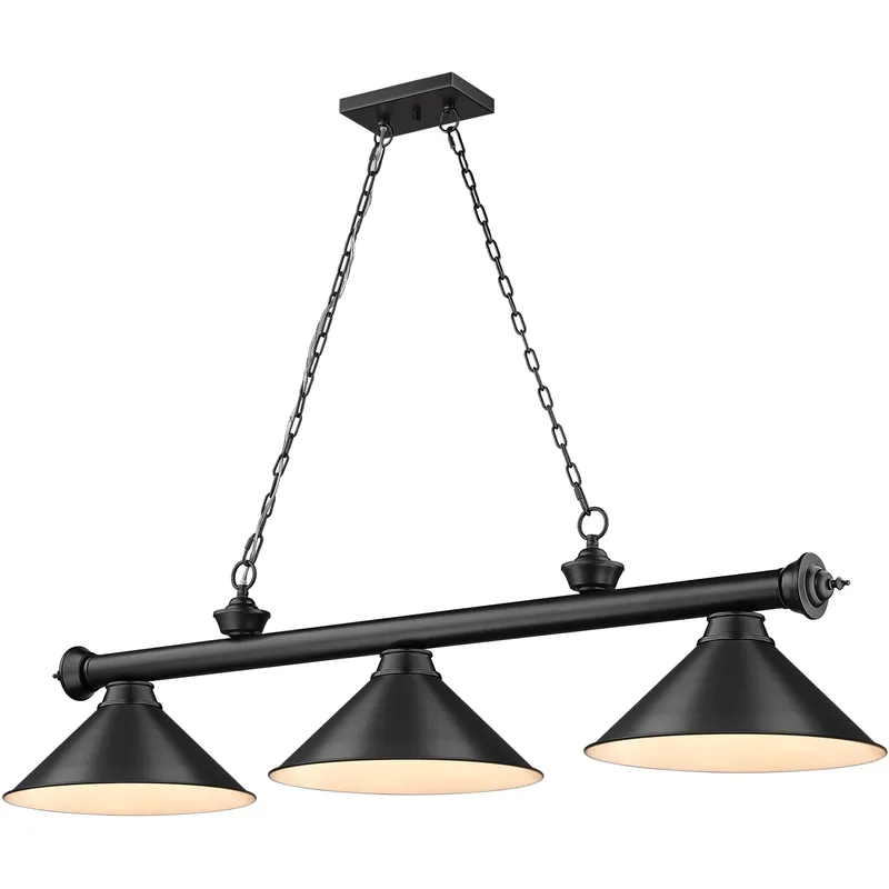 Cordon 3 Light 57.25 inch Matte Black Billiard Ceiling Light in Matte Black Steel